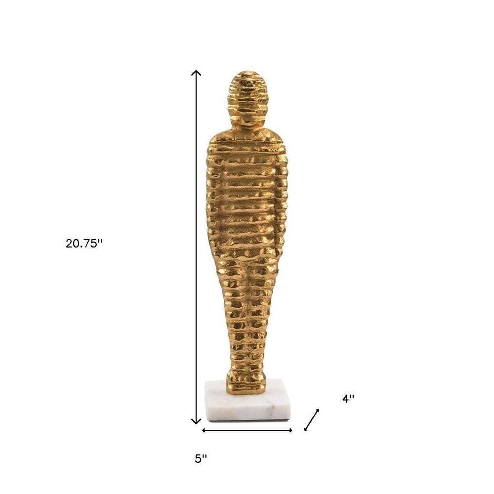 21" Gold Metal Mummy Sculpture