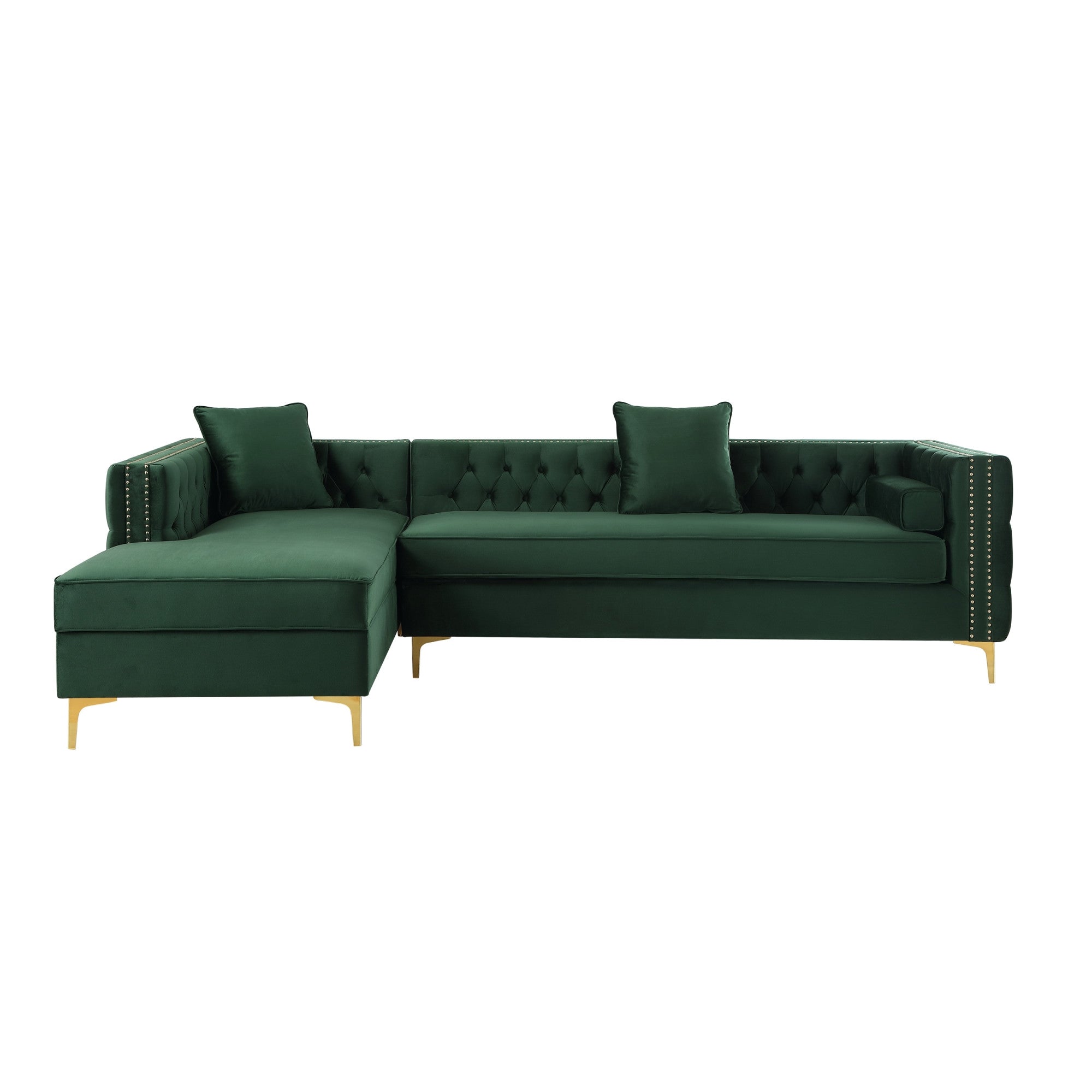 115" Velvet LAF Tuxedo Sectional with Storage