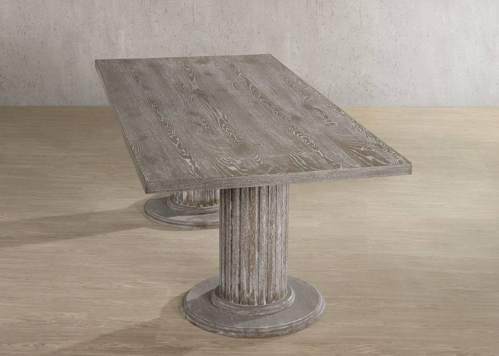 84" Gray Fluted Pedestal Dining Table