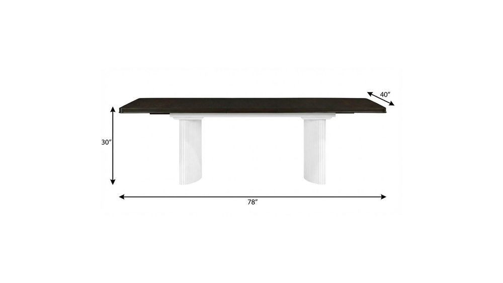 78" White and Brown Curved Fluted Legs Dining Table