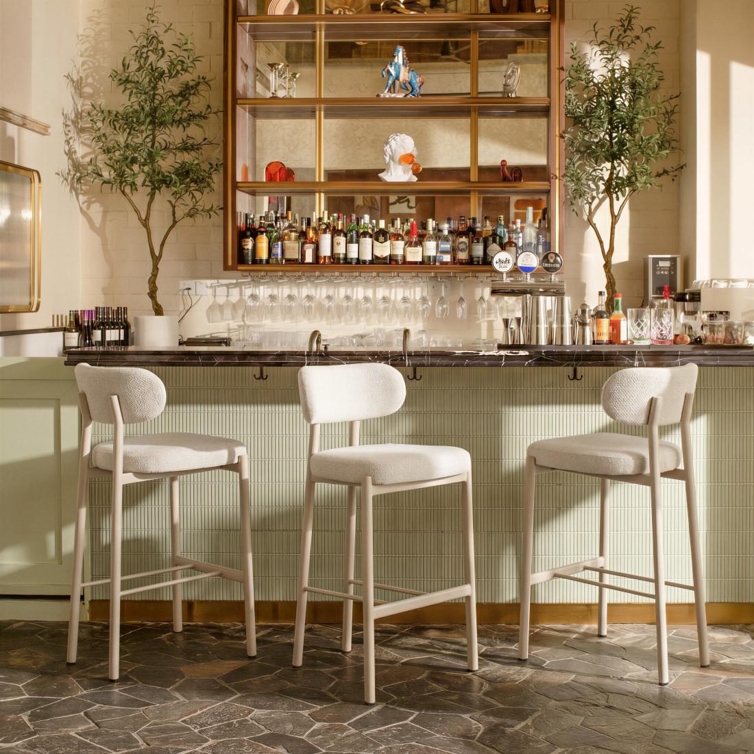 Set of Two 39" Low Back Modern Gray Wood Bar Chair