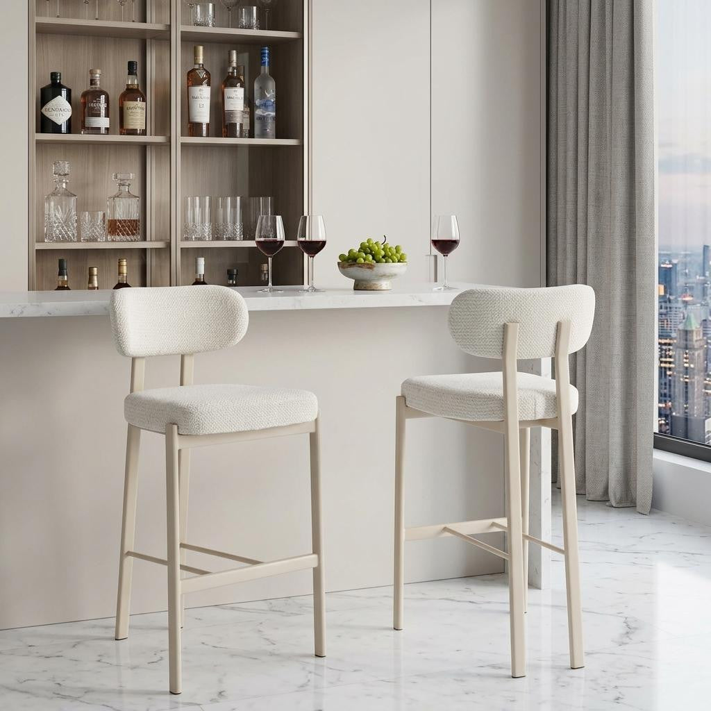 Set of Two 39" Low Back Modern Gray Wood Bar Chair