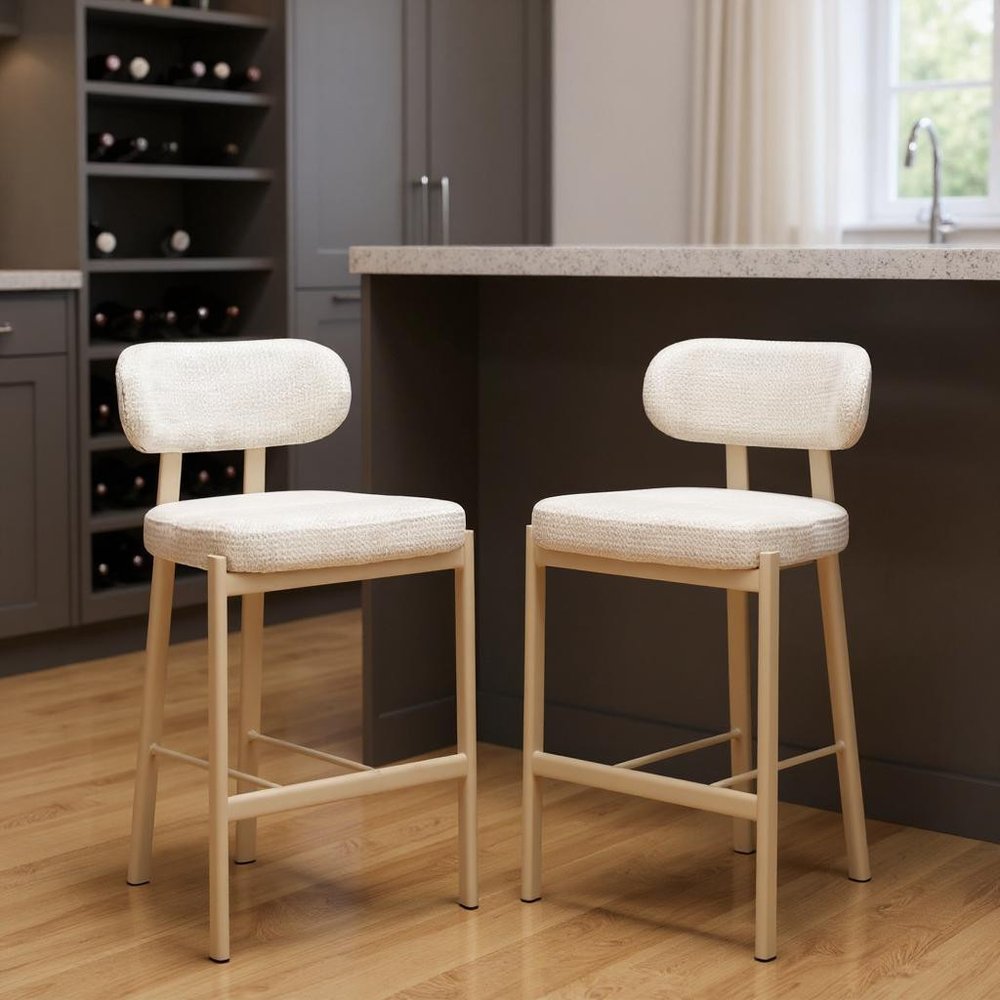 Set of Two 39" Low Back Modern Gray Wood Bar Chair