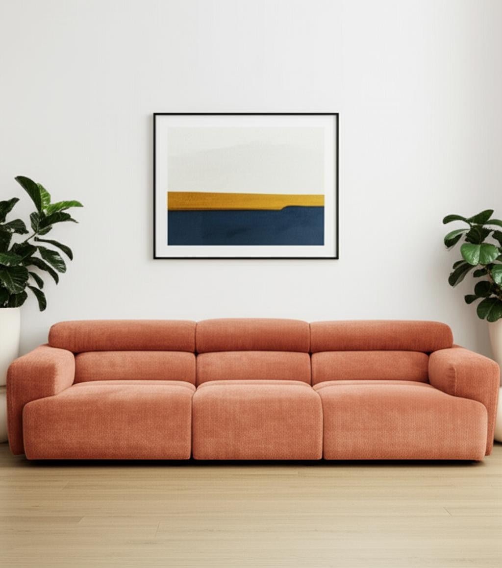 108" 3 pc. Orange Modular Sectional Sofa