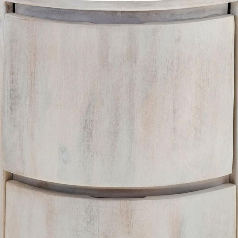 24" White Wood Round Drum Table with Drawers