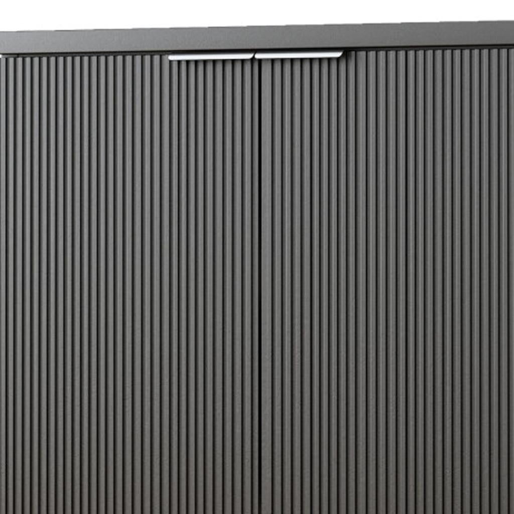 35" Black Fluted Wood Cabinet