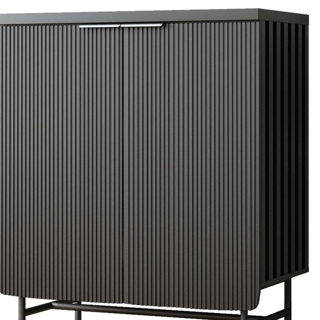 35" Black Fluted Wood Cabinet