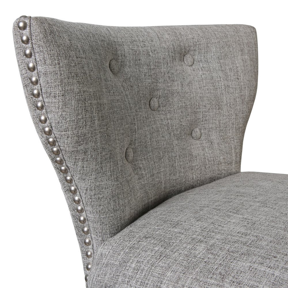 41" Gray and White Tufted Wingback Swivel Bar Chair