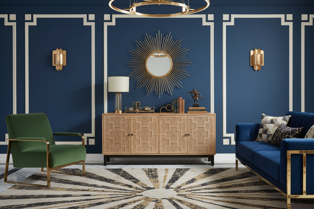 80" Brown Geometric Wood Sideboard