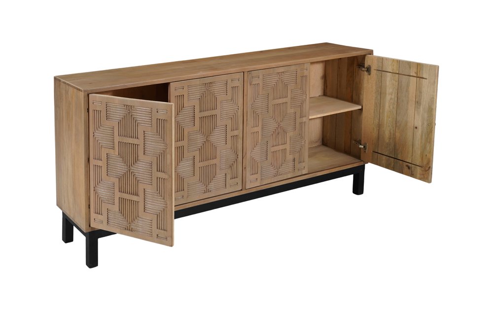 80" Brown Geometric Wood Sideboard