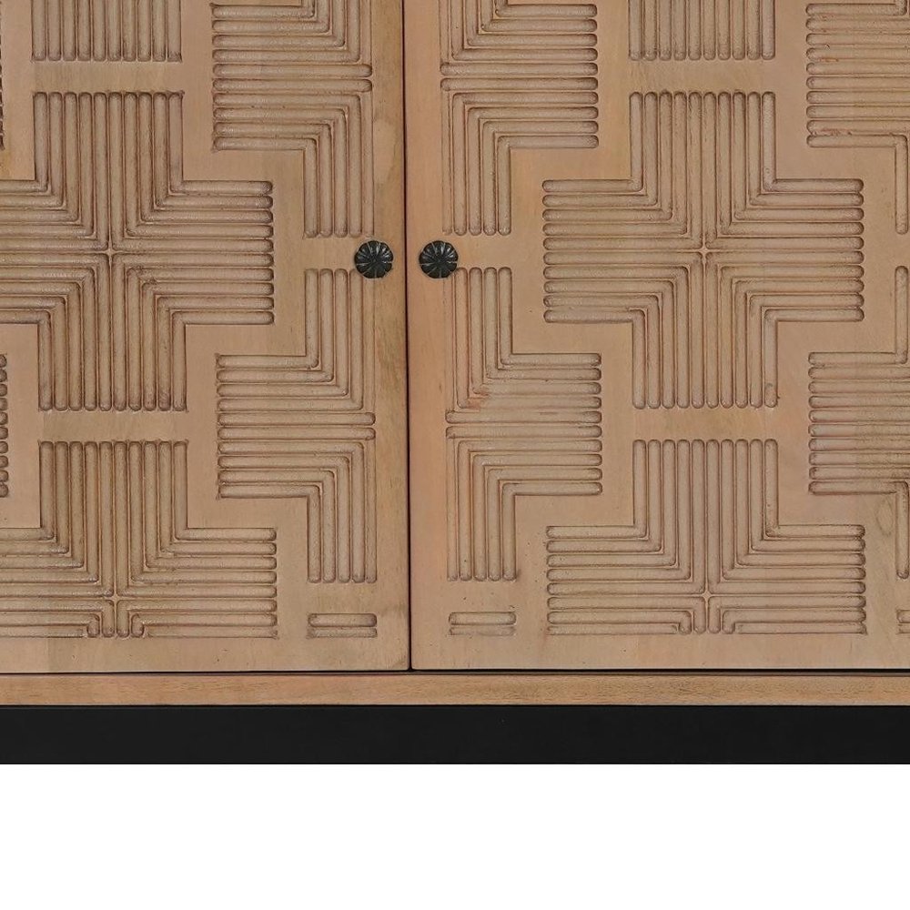 80" Brown Geometric Wood Sideboard