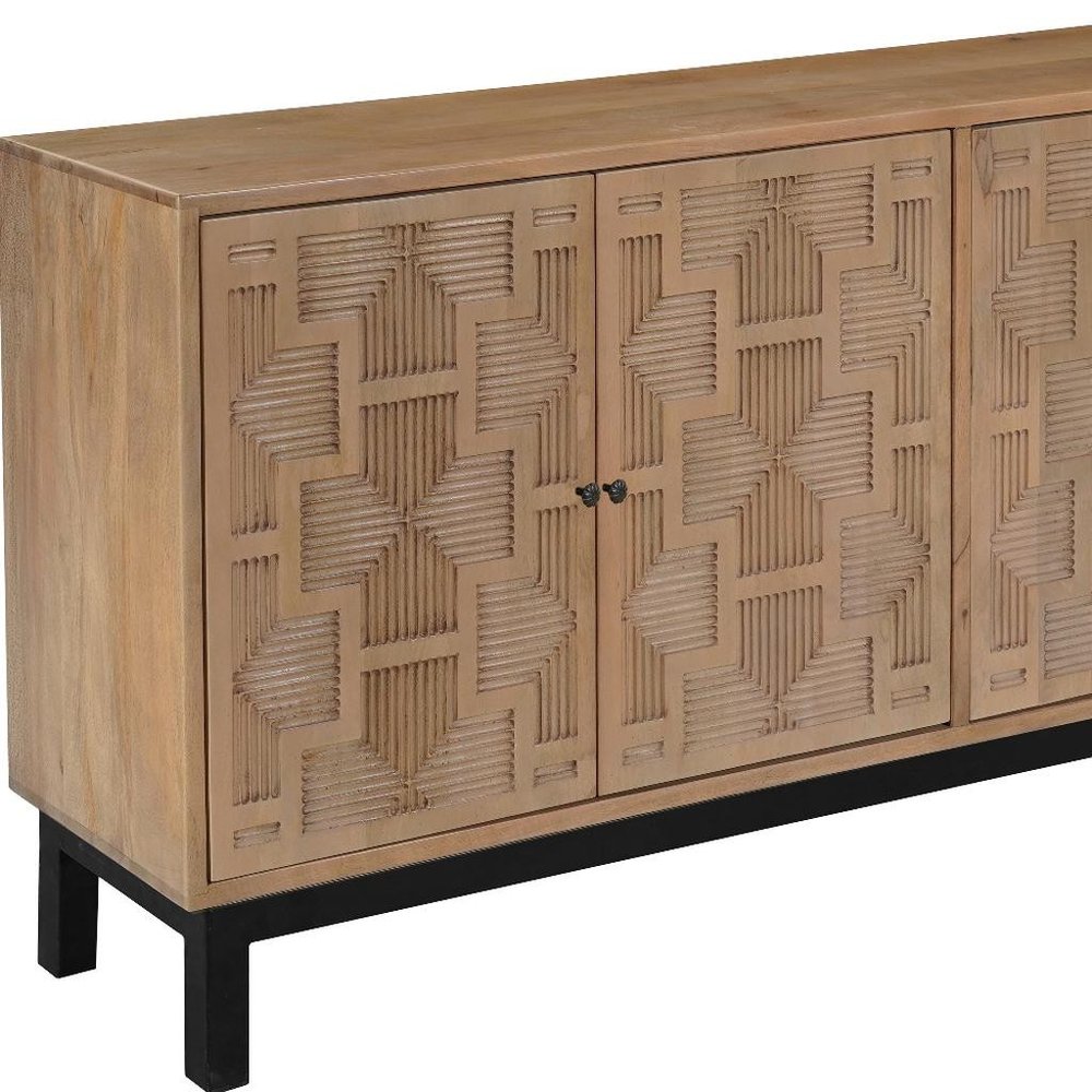 80" Brown Geometric Wood Sideboard