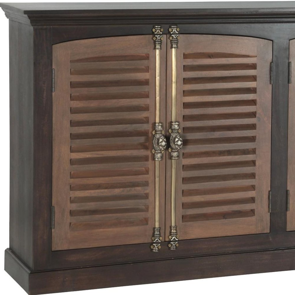 72" Dark Brown Shutter Doors Sideboard