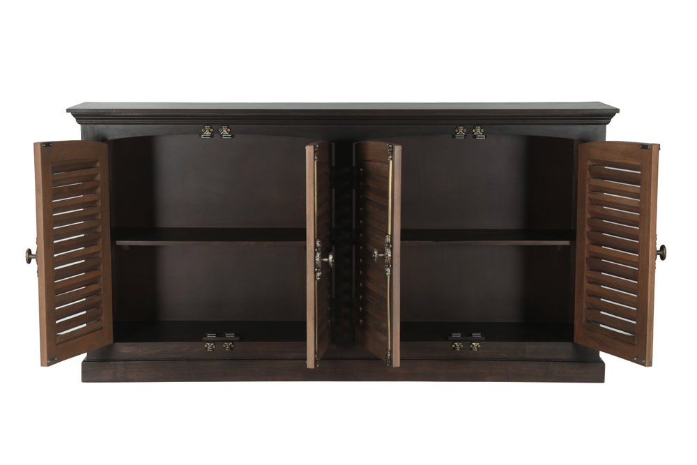 72" Dark Brown Shutter Doors Sideboard