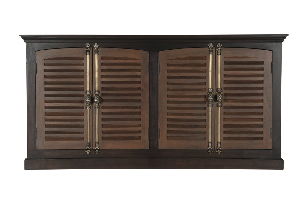 72" Dark Brown Shutter Doors Sideboard