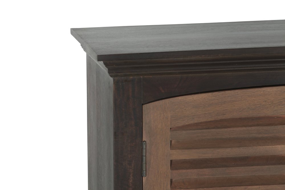 72" Dark Brown Shutter Doors Sideboard