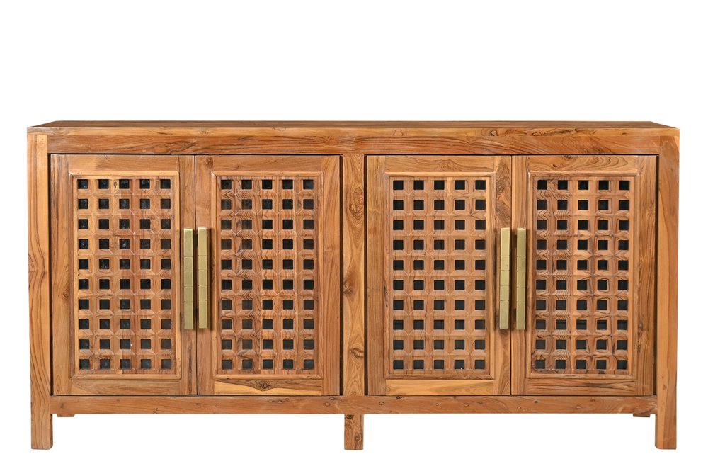 71" Brown Grate Doors Wood Sideboard