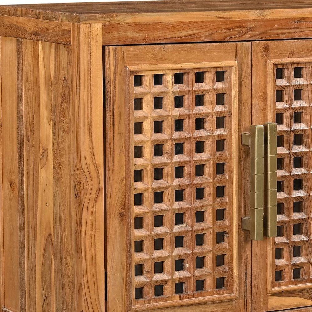 71" Brown Grate Doors Wood Sideboard