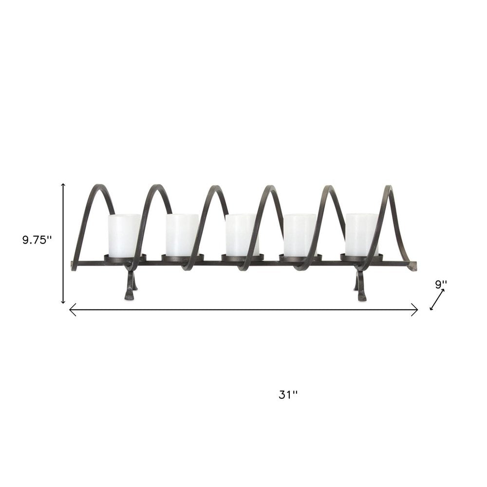 31" Black Gothic Trestle 5-Candle Holder