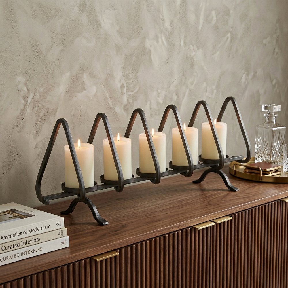 31" Black Gothic Trestle 5-Candle Holder