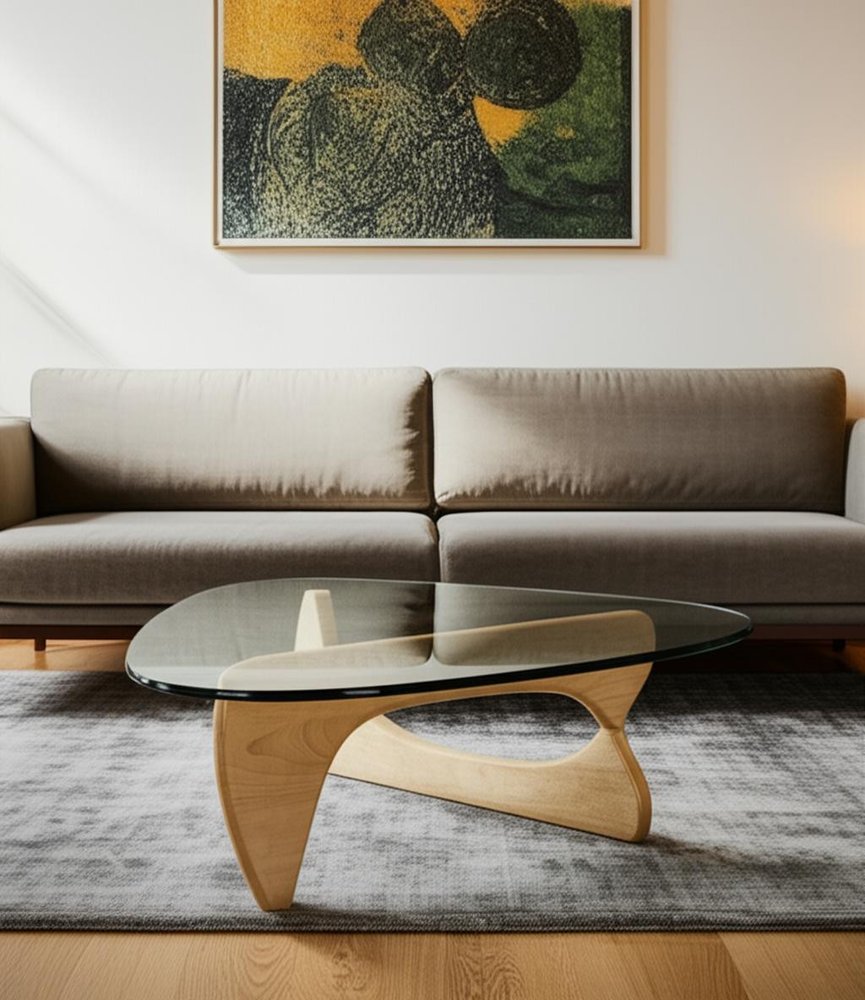 54" Abstract Mid-Century Natural Wood Coffee Table