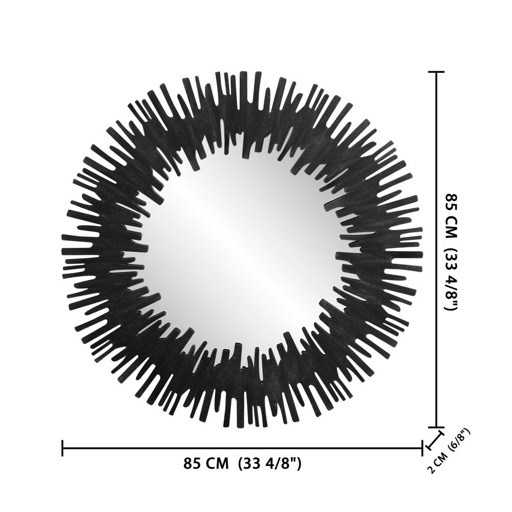 36" Black Wood Sunburst Framed Accent Mirror