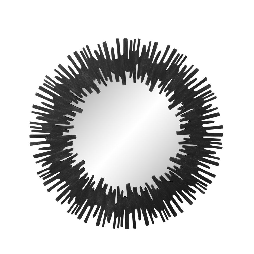 36" Black Wood Sunburst Framed Accent Mirror