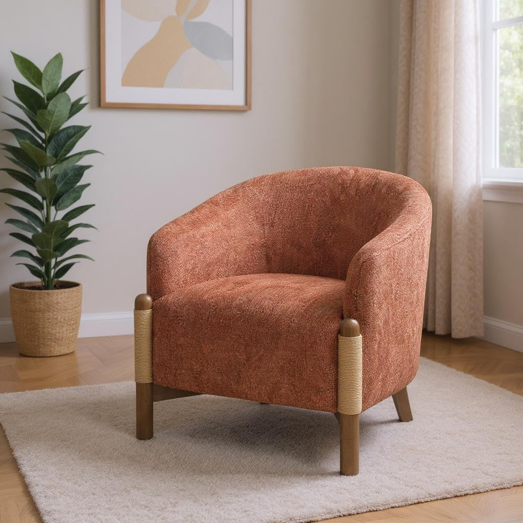 30" Brown Stormy Barrel Chair