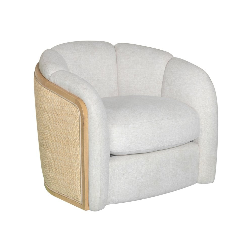34" Off-White Rattan Wrapped Barrel Chair