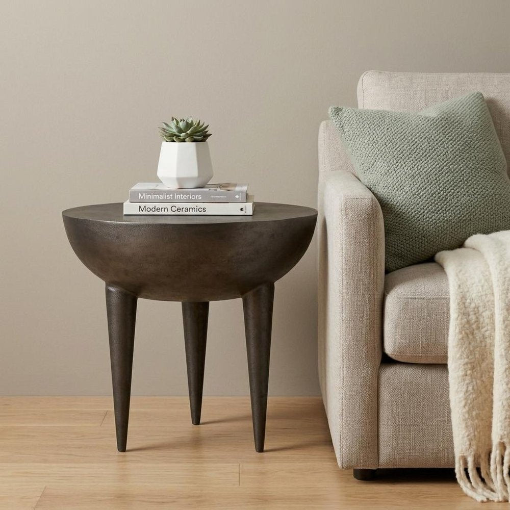 18" Matte Gray Graphite Tri-pod End Table