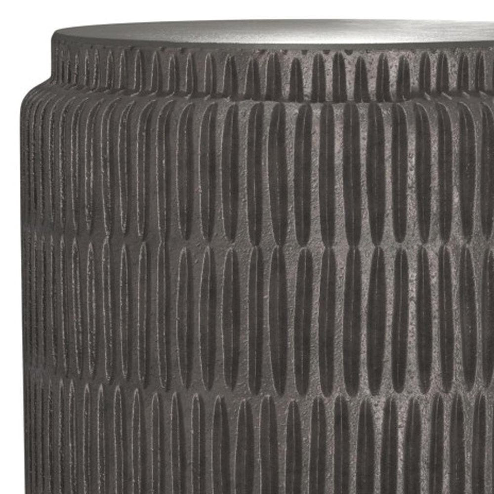 22" Textured Graphite Aluminum Drum End Table