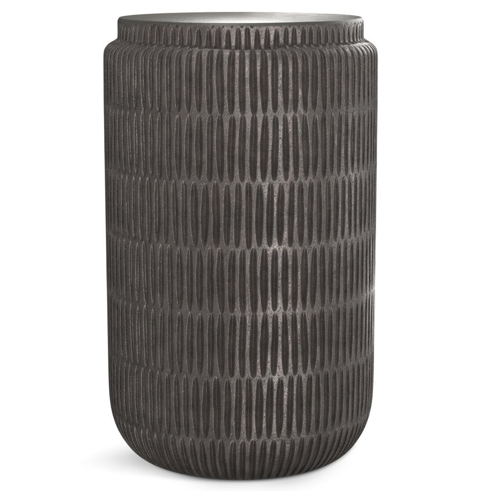 22" Textured Graphite Aluminum Drum End Table