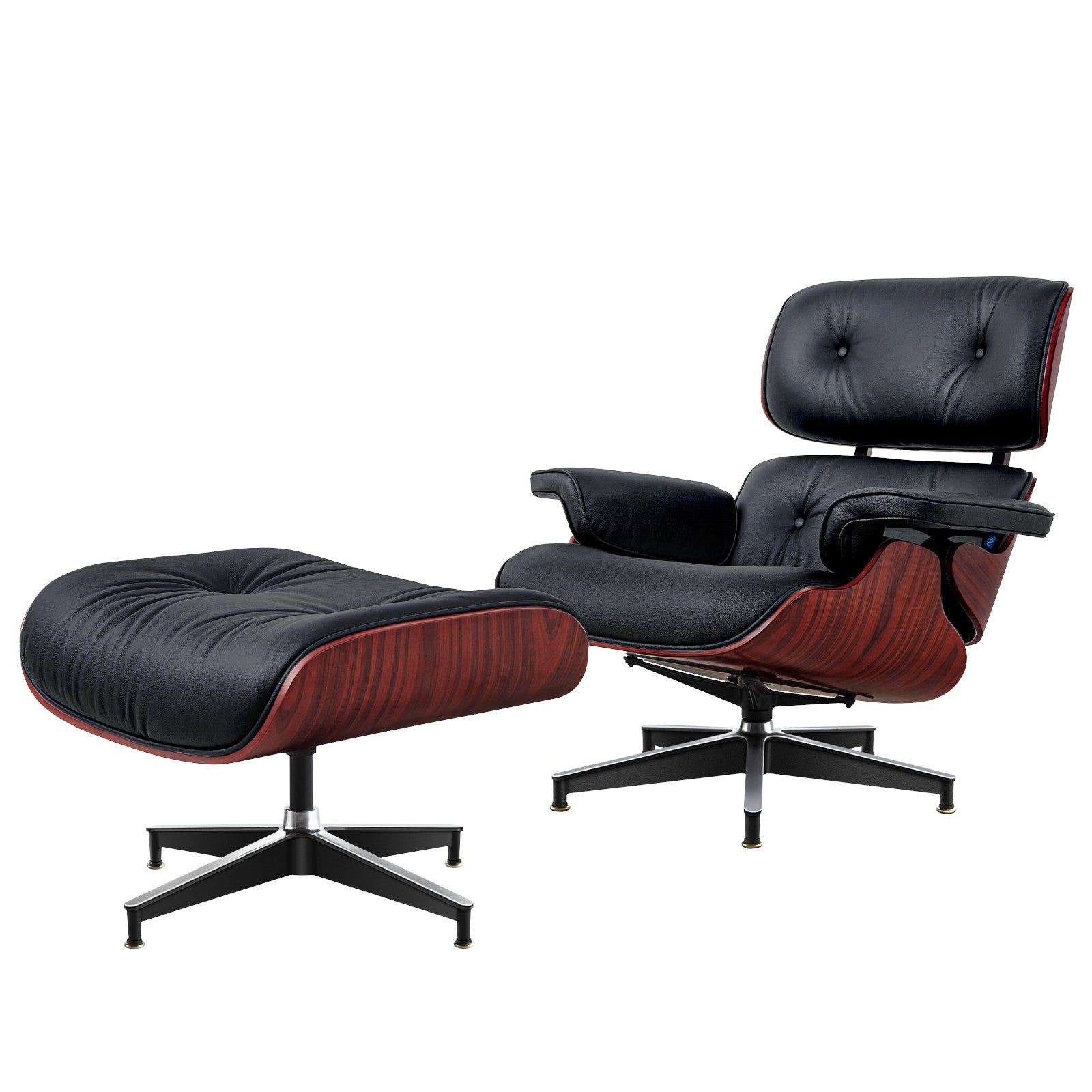 27" Mid-Century Tufted Leather Lounge Chair