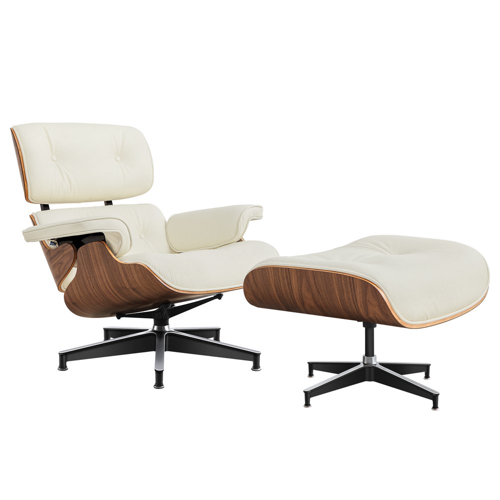 27" Mid-Century Tufted Leather Lounge Chair