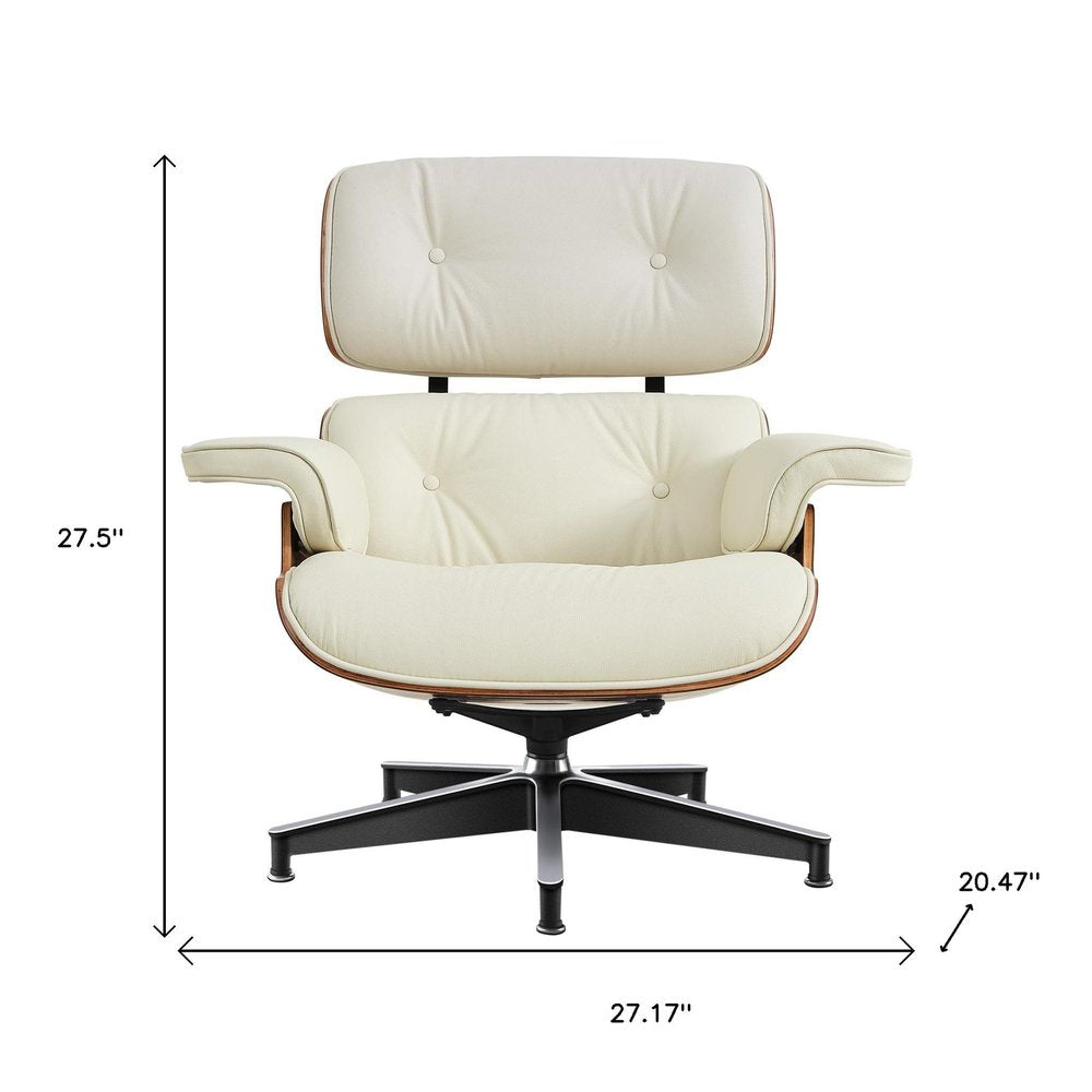 27" Mid-Century Tufted Leather Lounge Chair