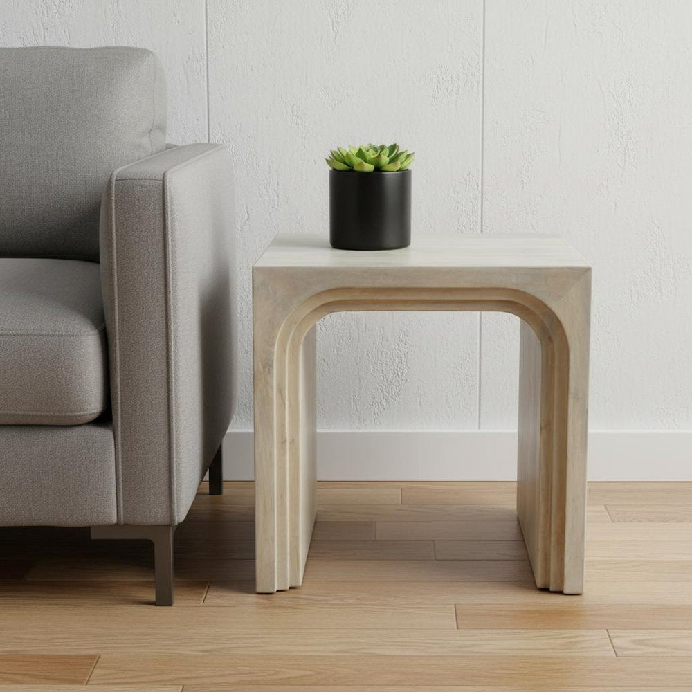 24" Natural Wood Arches End Table