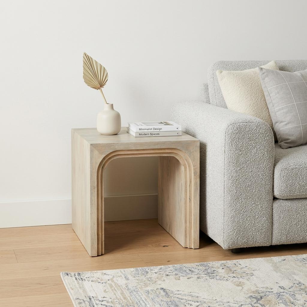 24" Natural Wood Arches End Table