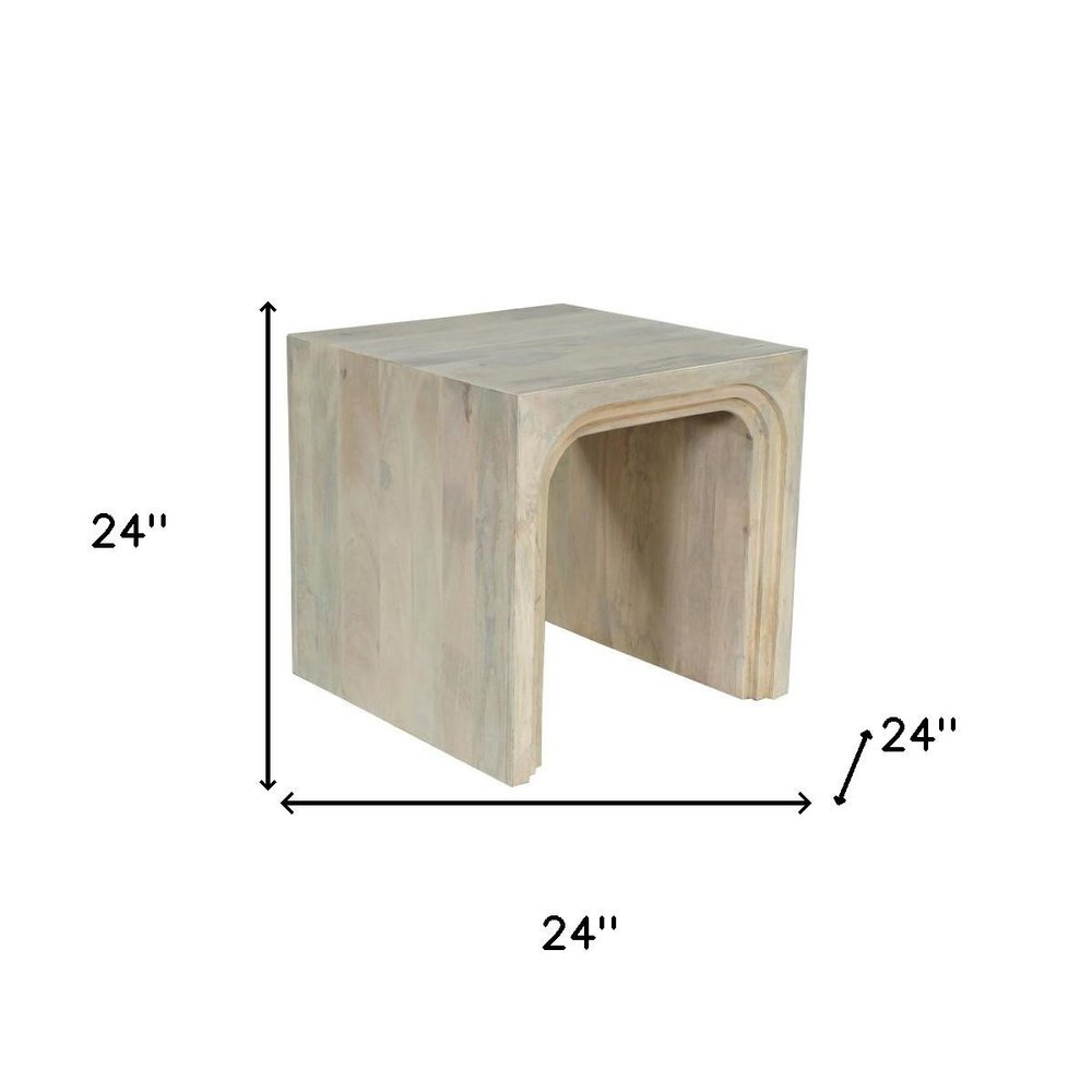 24" Natural Wood Arches End Table