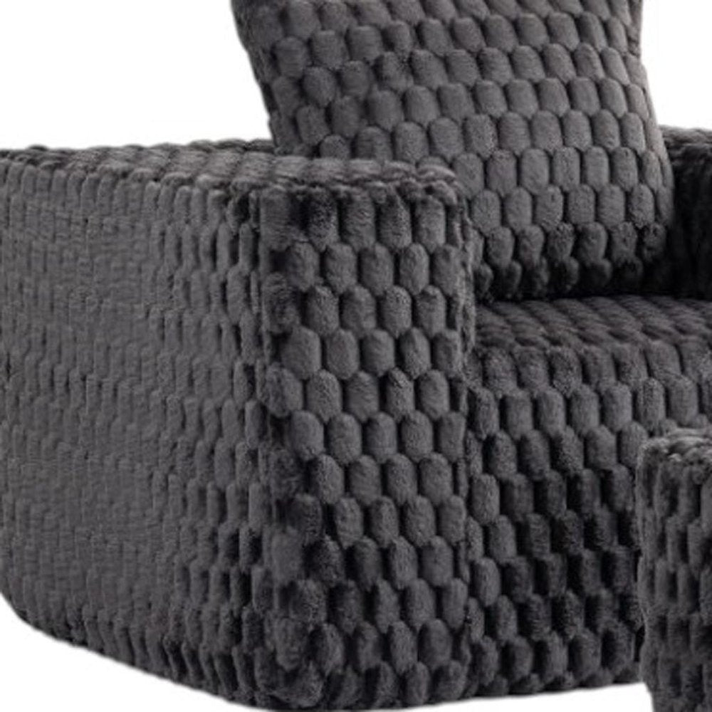 42" Charcoal Gray Chenille Club Chair with Ottoman