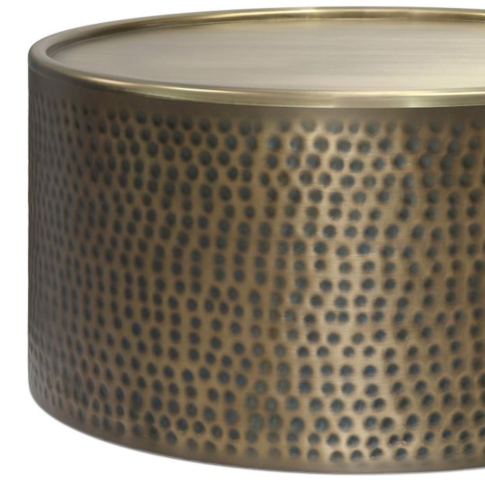 32" Antiqued Gold Iron Round Coffee Table