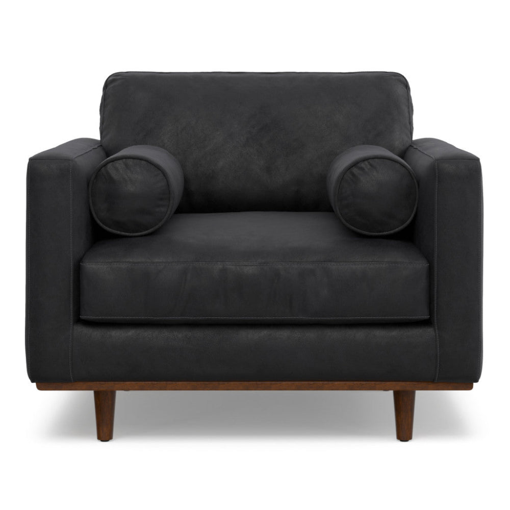 43" Leather Mid-Century Club Chair