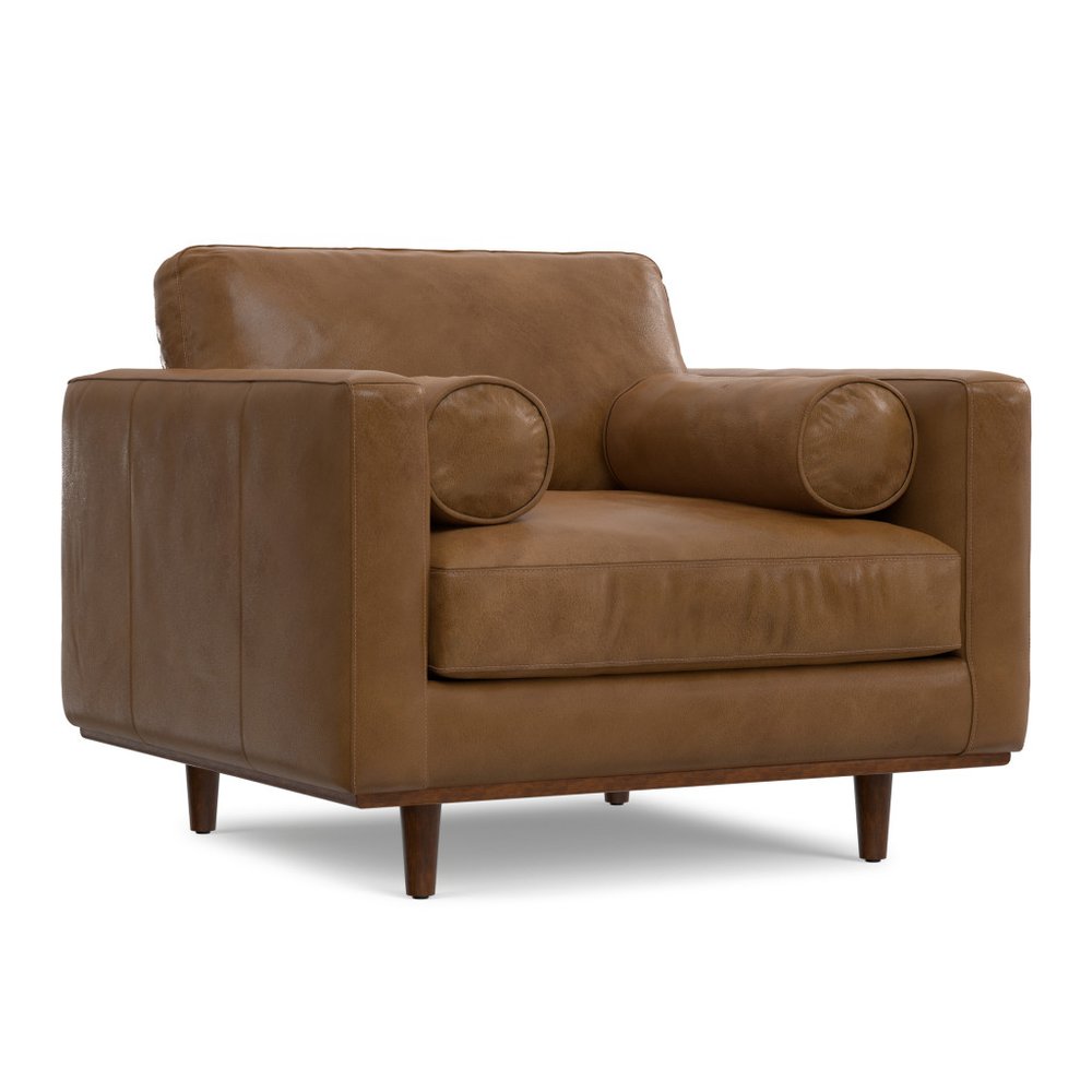 43" Leather Mid-Century Club Chair