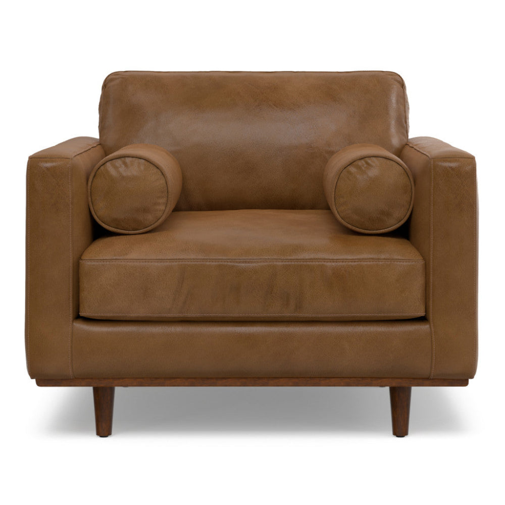 43" Leather Mid-Century Club Chair