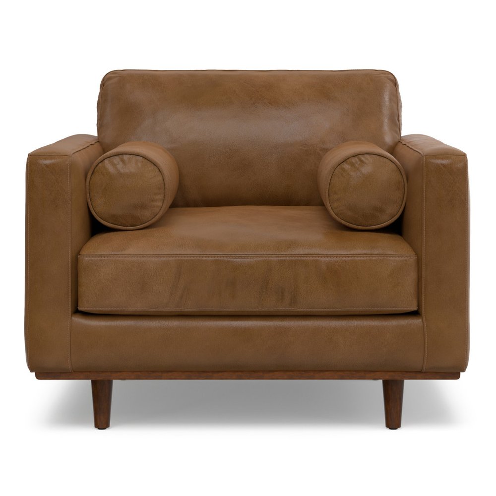 43" Leather Mid-Century Club Chair