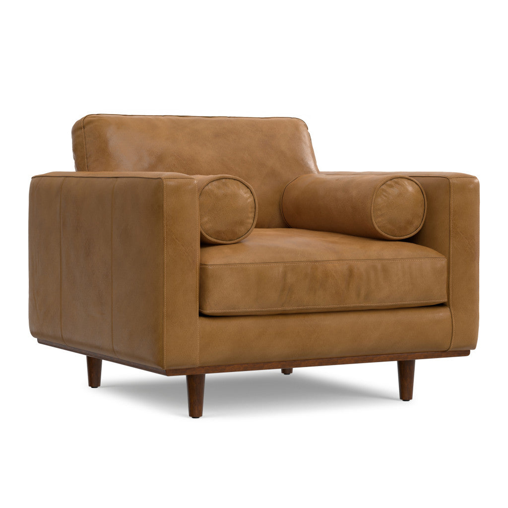 43" Leather Mid-Century Club Chair