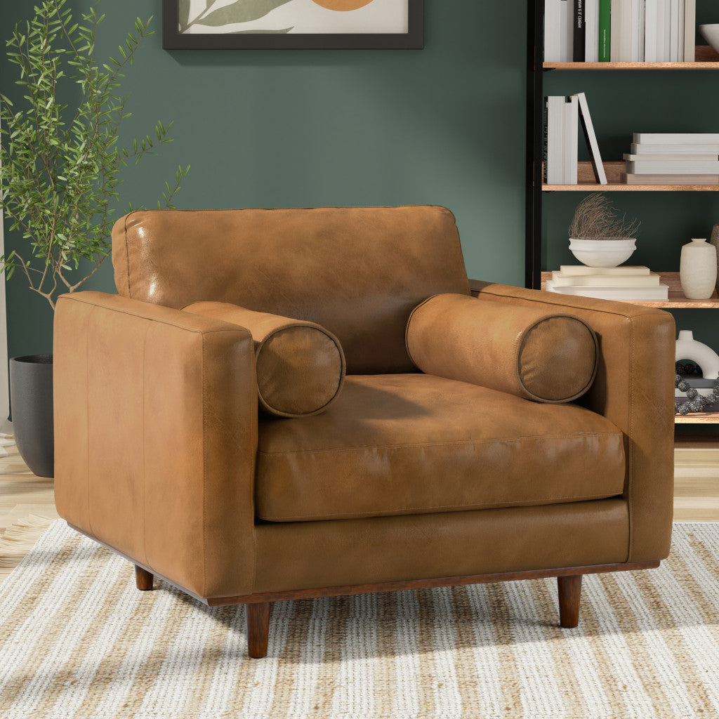 43" Leather Mid-Century Club Chair