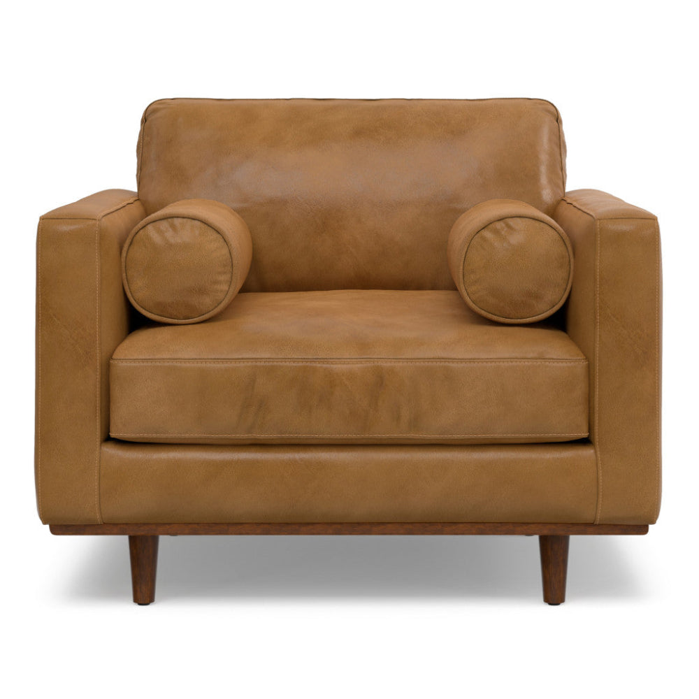 43" Leather Mid-Century Club Chair