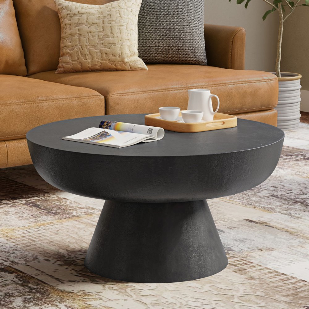 30" Black Aluminum Round Coffee Table