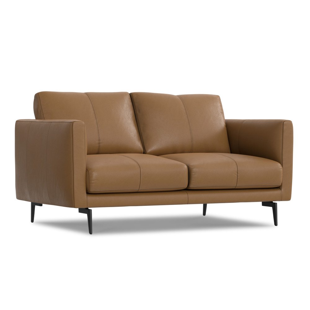 60" Simple Leather Track Arm Loveseat
