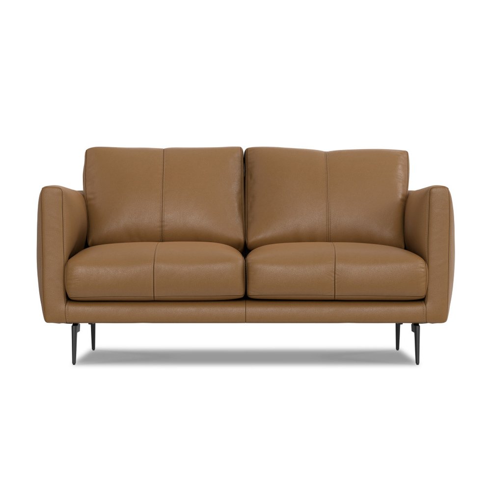60" Simple Leather Track Arm Loveseat